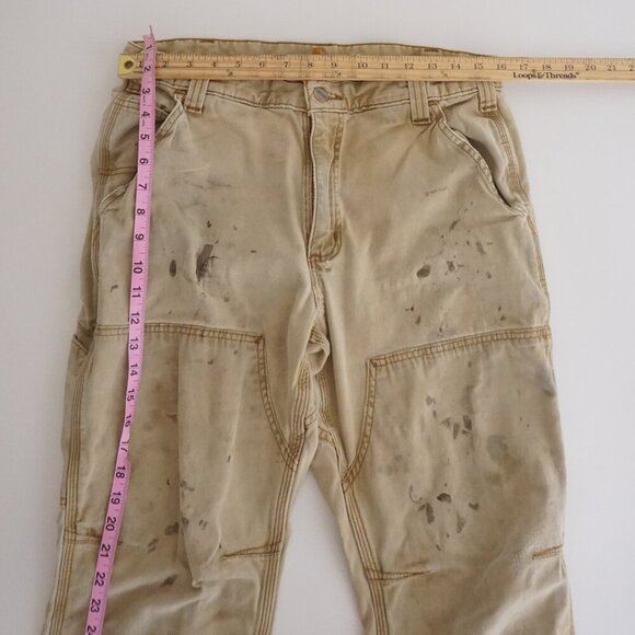 Carhartt Sandstone Tan Double Knee '19 Relaxed Fit Carpenter Painter Pants 34X34 - Picture 4 of 16